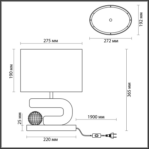 картинка ODEON LIGHT 5410/1TA MODERN ODL_EX23 115 черный матов./серый металл/полирезин/ткань Настольная лампа