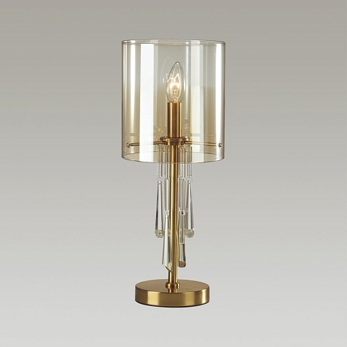 картинка ODEON LIGHT 4886/1T HALL ODL_EX23 153 бронзовый/янтарн./металл/стекло Настольная лампа E14 1*40W NIC