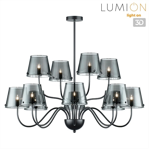 картинка LUMION 6570/12C MODERNI LN26 212 черный/дымчатый/металл/стекло Люстра потолочная G9 12*20W 220V SMOK