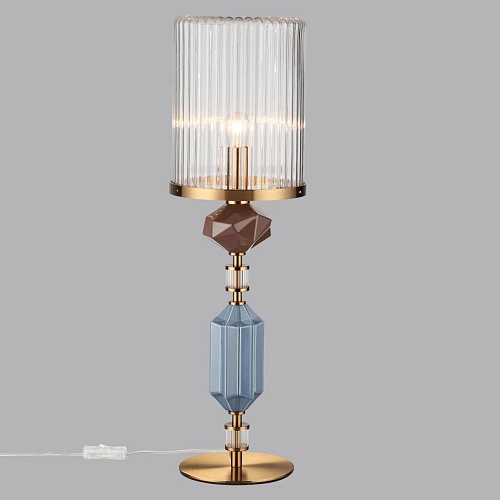 картинка ODEON LIGHT 5414/1T MODERN ODL_EX26 023 античная бронза/коричневый/синий/металл/керамика Настольная 