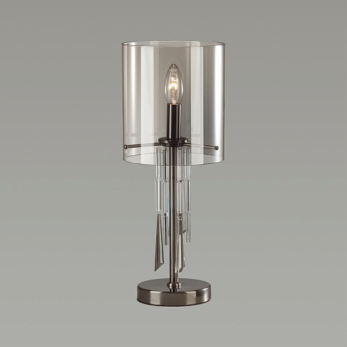 картинка ODEON LIGHT 4890/1T HALL ODL_EX23 000 черный хром/дымчатый/ металл/стекло Настольная лампа E14 1*40W