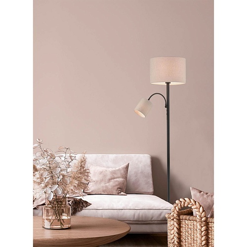 картинка LUMION 8042/2F MODERNI LN26 463 черный/бежевый, металл/текстиль Торшер Е27 1*60W + Е14 1*40W 220V KA