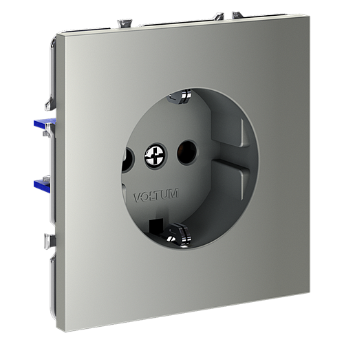 картинка Розетка встраиваемая VOLTUM S70 с заземлением 16А, (сталь)