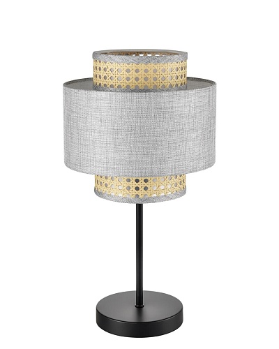 картинка LUMION 8043/1T MODERNI LN26 338 черный/серый/бежевый, металл/текстиль/ротанг Настольная лампа Е27 1*