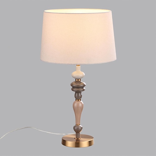 картинка ODEON LIGHT 5040/1T CLASSIC ODL24 371 античн.бронза/беж.абажур/металл/керамика Насттол.лампа E27 1*6
