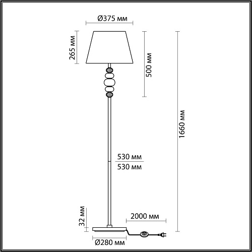 картинка ODEON LIGHT 4896/1F MODERN ODL_EX23 109 черный матов./серый/молочный металл/керамика/ткань Торшер E2