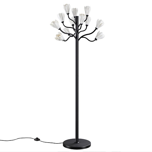 картинка ODEON LIGHT 5090/12F MODERN ODL25 553 черный матовый/белый/фарфор Торшер G4 LED 12*5W GARDI