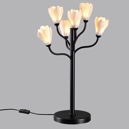 картинка ODEON LIGHT 5090/6T MODERN ODL25 553 черный матовый/белый/фарфор Настольная лампа G4 LED 6*5W GARDI