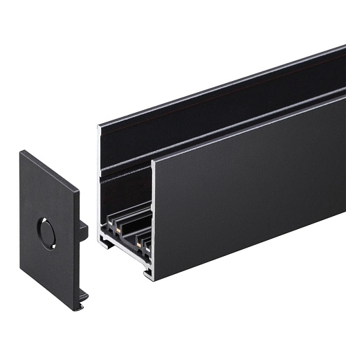 картинка NOVOTECH 135299 PORT NT25 200 черный Шинопровод накладной/подвесной в комплекте заглушки 2шт, крышка