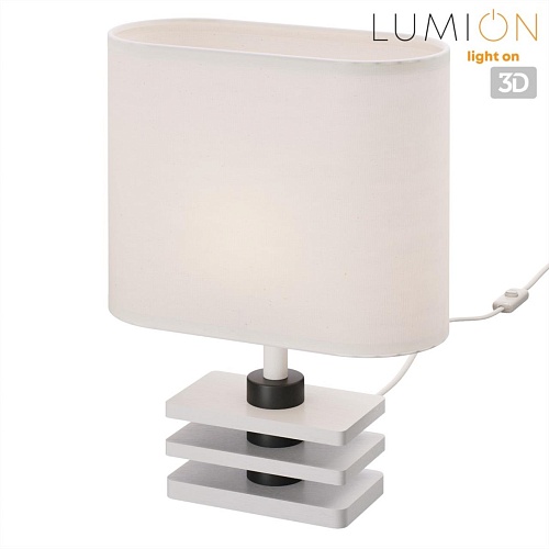 картинка LUMION 8206/1T COUNTY LN26 512 белый, дерево/текстиль Настольная лампа E27 1*60W 220V MADERANA
