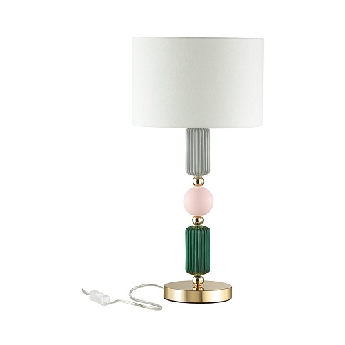 картинка ODEON LIGHT 4861/1T CLASSIC ODL_EX21 132 золото/разноцветн./керамика/абажур Настольная лампа E27 1*6