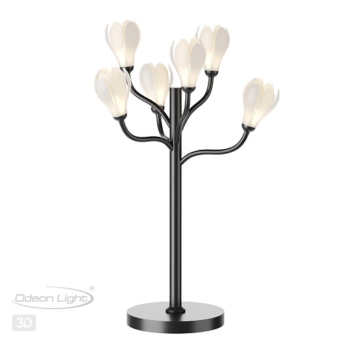 картинка ODEON LIGHT 5090/6T MODERN ODL25 553 черный матовый/белый/фарфор Настольная лампа G4 LED 6*5W GARDI