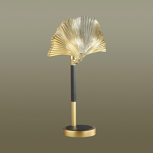 картинка ODEON LIGHT 4870/1T HALL ODL_EX22 000 золотой/чёрный/стекло Настольная лампа E14 1*40W VENTAGLIO