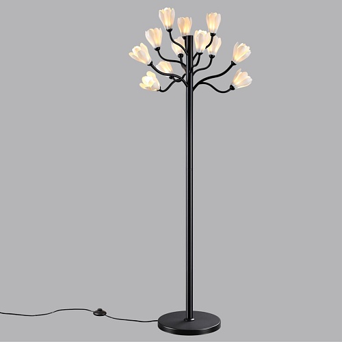 картинка ODEON LIGHT 5090/12F MODERN ODL25 553 черный матовый/белый/фарфор Торшер G4 LED 12*5W GARDI