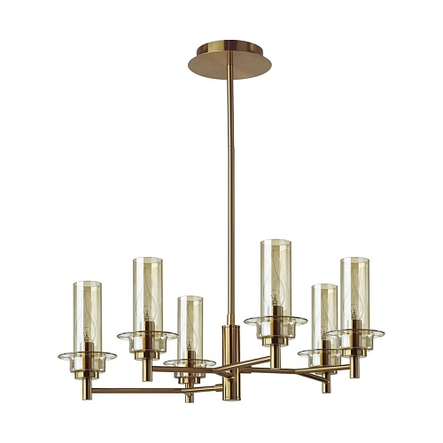 картинка LUMION 6554/6C CLASSI LN26 097 бронза/коньячный/металл/стекло Люстра потолочная E14 6*40W 220V MADON
