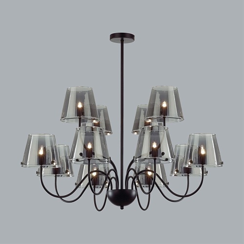 картинка LUMION 6570/12C MODERNI LN26 212 черный/дымчатый/металл/стекло Люстра потолочная G9 12*20W 220V SMOK