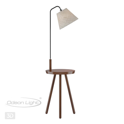 картинка ODEON LIGHT 4666/1F HALL ODL20 541 темное дерево/рогожка Торшер E27 1*60W 220V KALDA